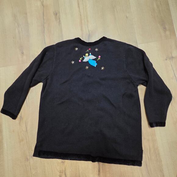 Vtg Quack Factory Nativity Baby Jesus Christmas Holiday Black Sweater 2XL EUC - Picture 6 of 8